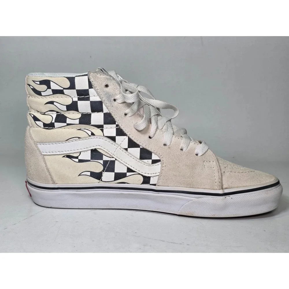 Vans Sk8-Hi Checker Flame Men's Sneakers Size 6 Women's 7.5 Suede Skate Shoes